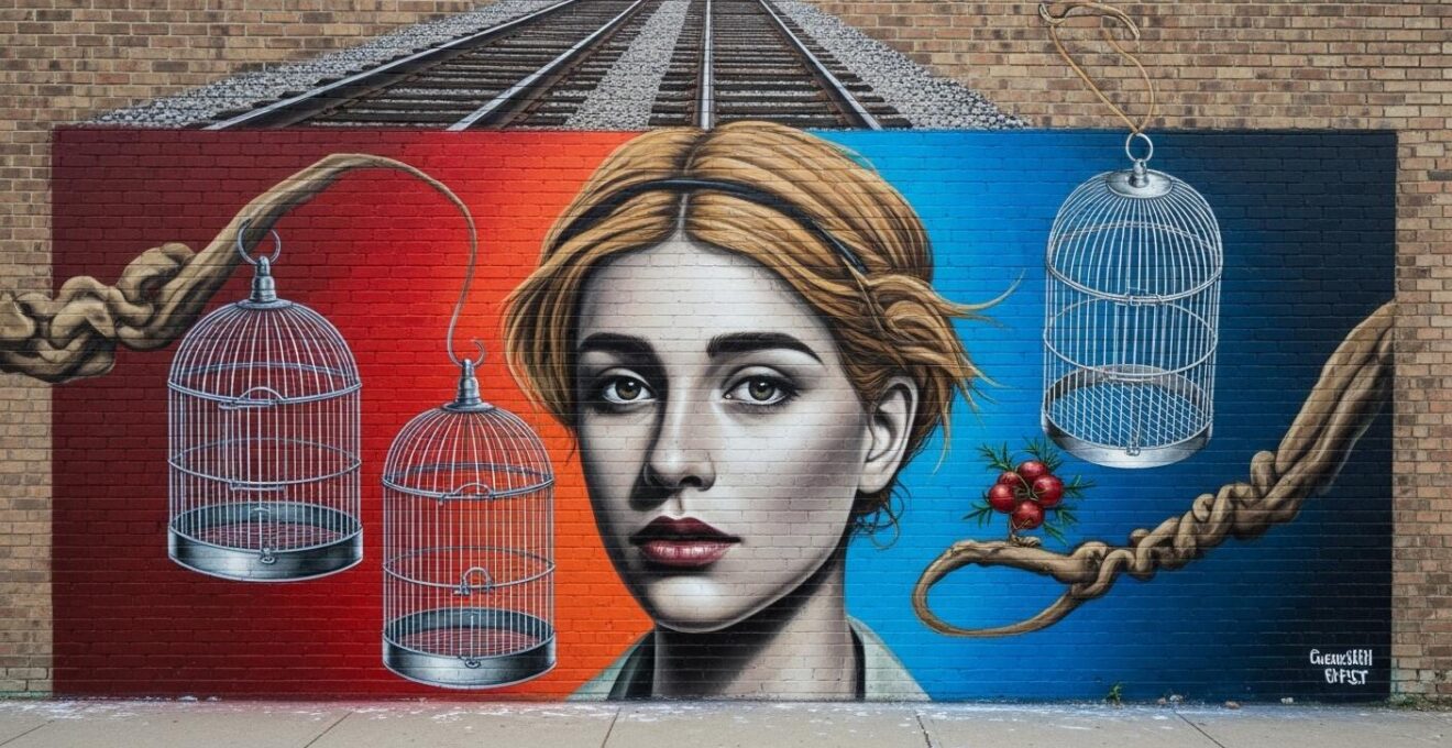 Murale emblématique symbolisant la diversité culturelle du Mile End avec détails artistiques précis