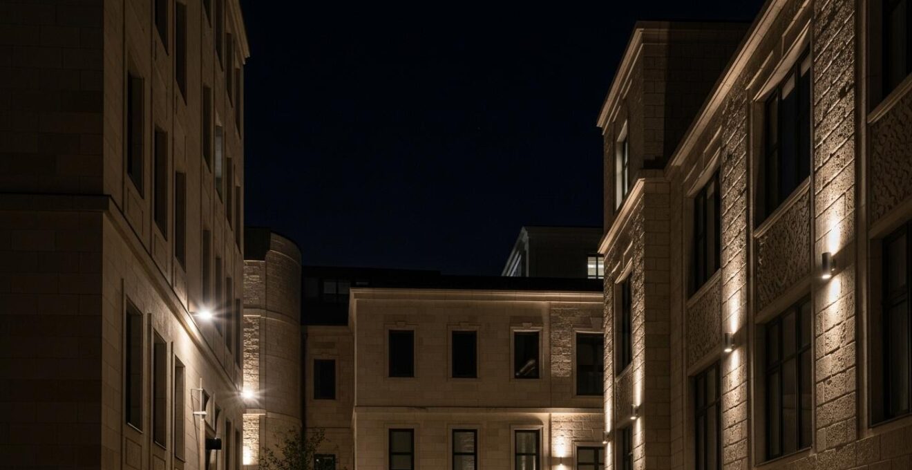 Trois sites immersifs emblématiques de Montréal : SAT, Studio PHI et Centre Phi, avec une représentation symbolique de leur espace artistique