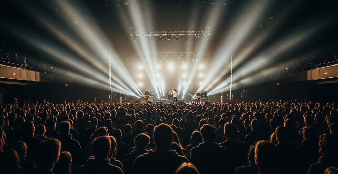 Vue intérieure d'une grande salle de concert avec scène et public à Montréal