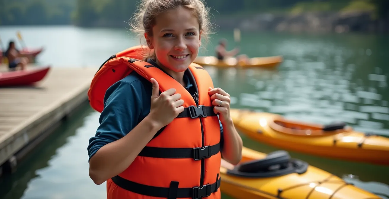 Démonstration du port correct d'un VFI et de l'équipement de sécurité nautique