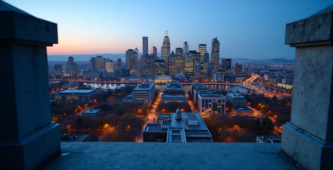 Panorama architectural de Montréal montrant l'évolution historique de la ville à travers ses bâtiments